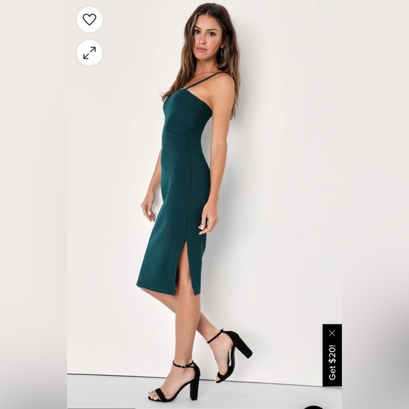 Lulu’s Paulina Forest Green Bodycon Midi Dress New With Tags! - Picture 2 of 2